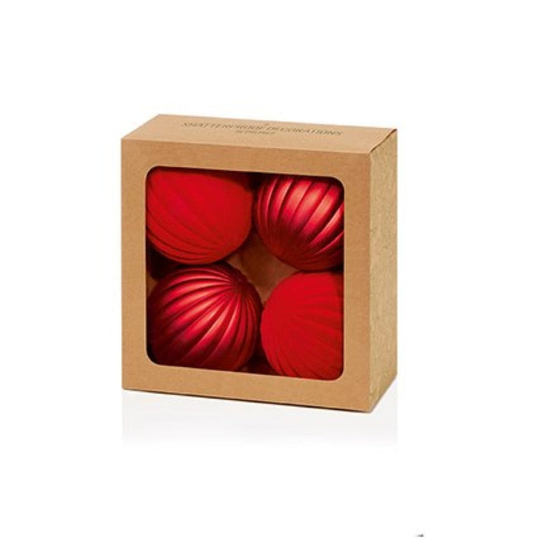 Red Flock and Matt Pumpkin Baubles Pack of 4