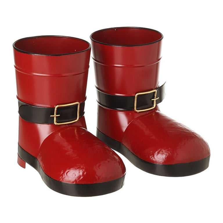 Red Metal Santa Boots