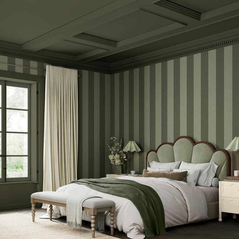Superfresco Easy Regent Stripe Wallpaper Forest - Modern Wall Covering