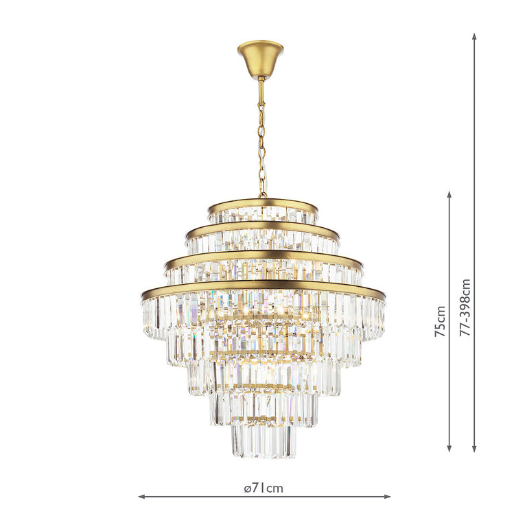 Rhapsody 12 Light Chandelier Crystal and Natural Brass