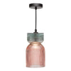 Rhubarb Pendant Pink and Green Ribbed Glass picture on the white background