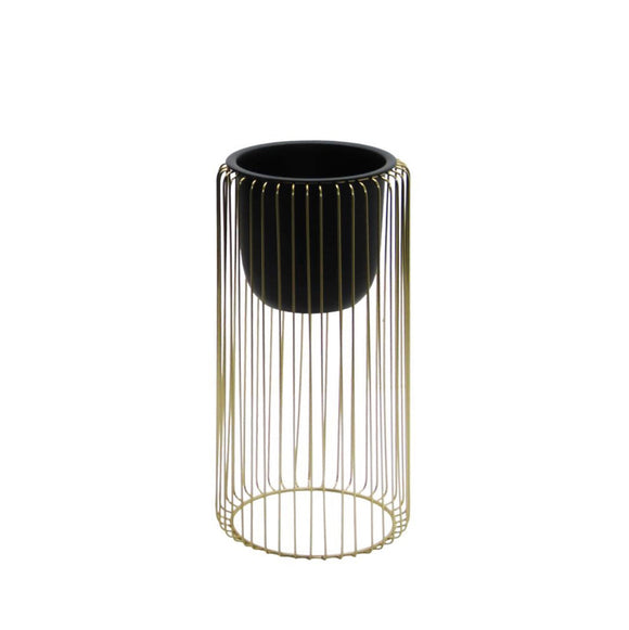Ria Planter With Stand Black/Gold Small picture on the white background