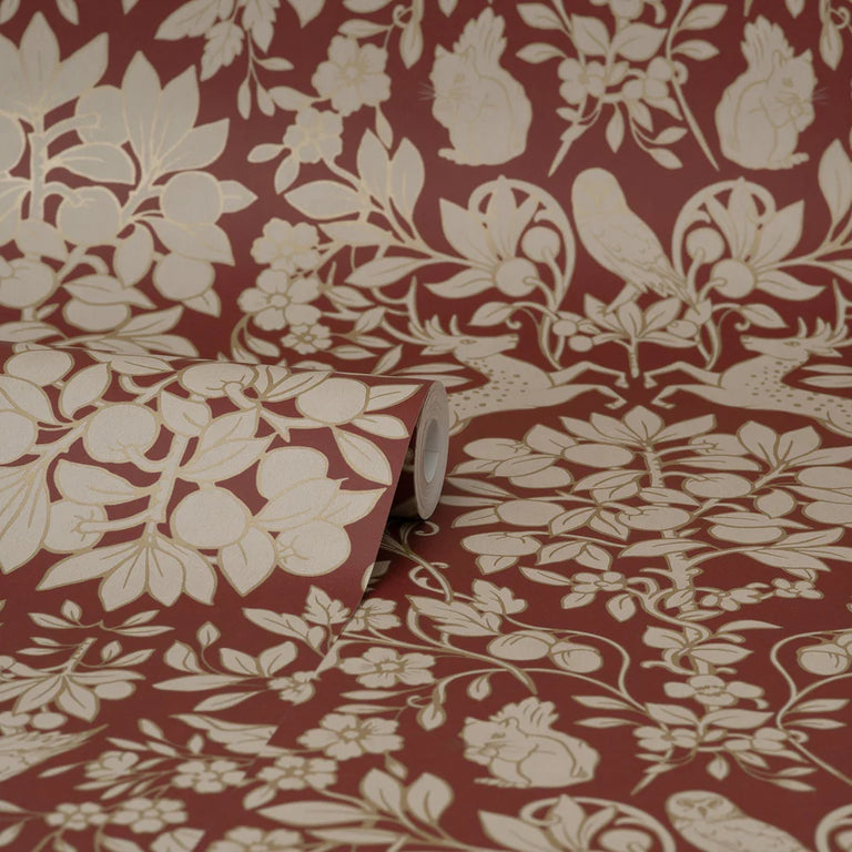 Richmond Maroon Floral Wallpaper – Red Gold Floral Wallpapers Collection