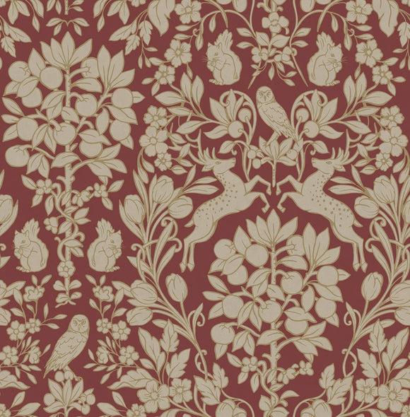 Richmond Maroon Floral Wallpaper close view picture of the wallpaper design