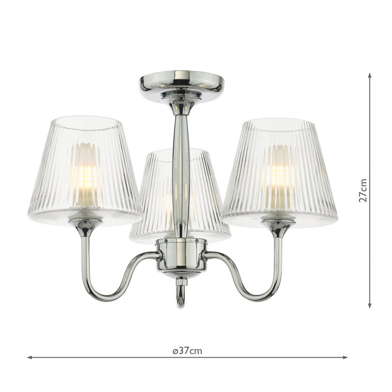 Rimaz 3 Light Semi-Flush Bathroom Ceiling Light Polished Chrome IP44