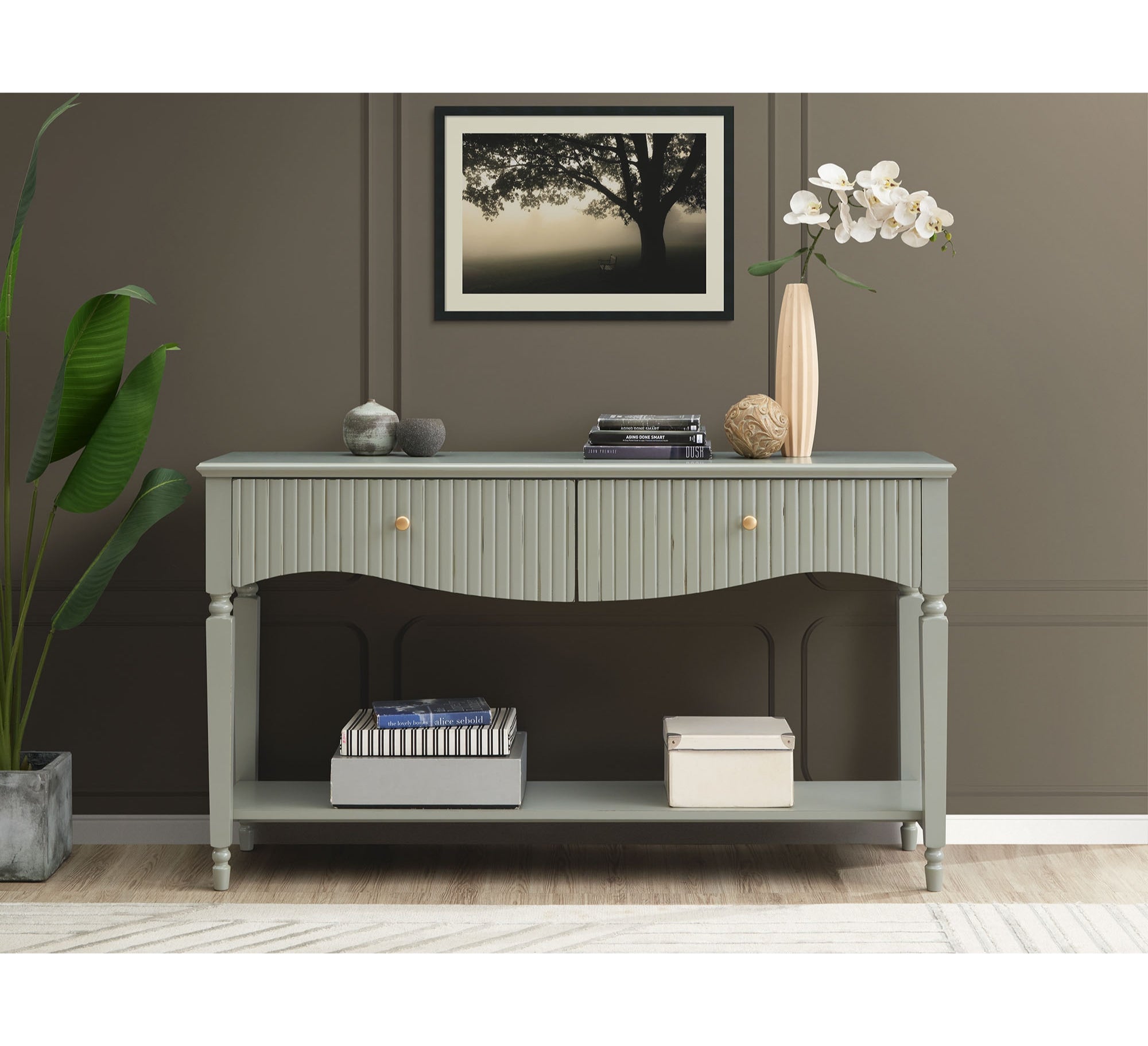 Ritz Large Console Table Olive Green | Console & Hallway Tables - Foy ...