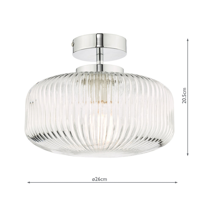 Riva Semi-Flush Bathroom Ceiling Light Polished Chrome IP44