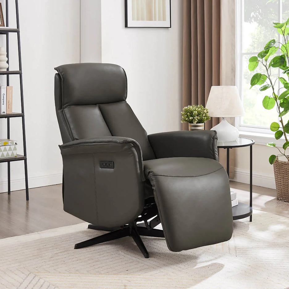 Bowie Electric Recliner Armchair Azul picture with reclined seat