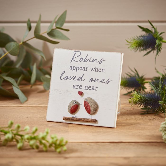 Robins Appear Pebble Plaque