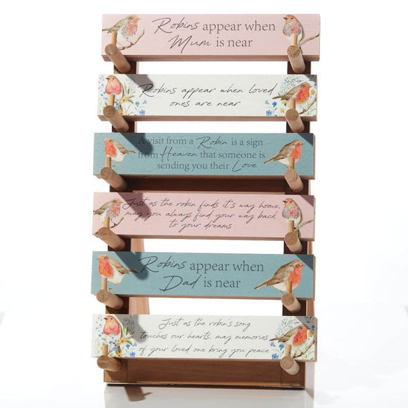 Memorial wooden blocks with Robin design