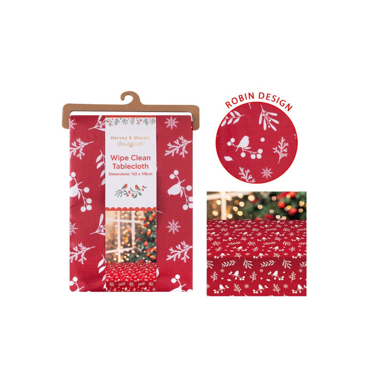 Robin Wipe Clean Christmas Tablecloth