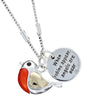 Beautiful Robins Appear Cute Two Tone Necklace with Keepsake Phrase

