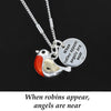 Two Tone Necklace with Pendant and Robins Appear Cute Design
