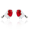 Robins Appear Dainty Silver Plated Earrings close view picture of the earrings design