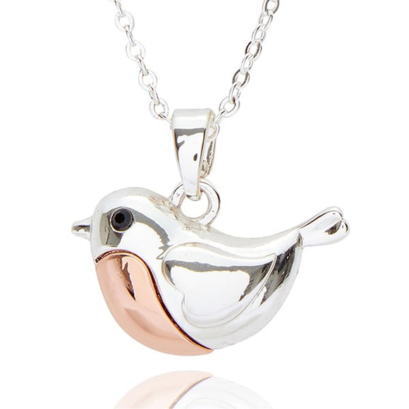 Robins Appear Two Tone Necklace with Pendant
