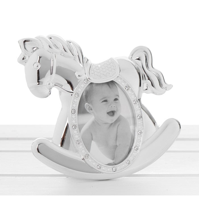 Rocking Horse Polish Silver Frame - Mini Silver Photo Frame for Baby