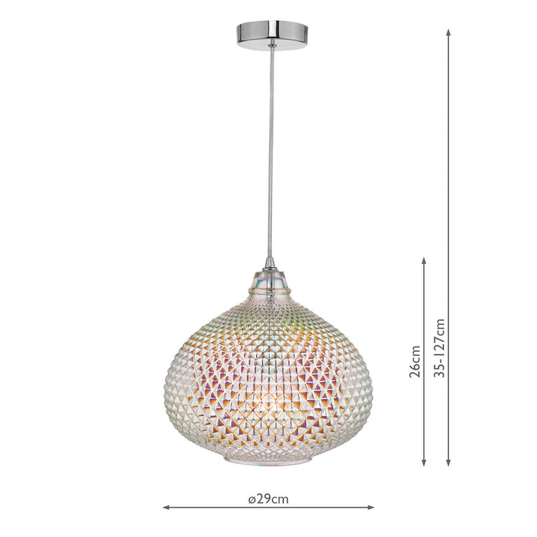 Roisin Pendant Iridised Glass and Polished Chrome