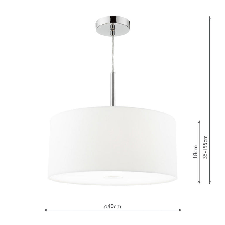 Ronda 3 Light Pendant Polished Chrome And White