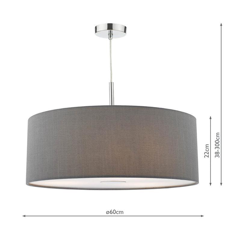 Ronda 3 Light Pendant Polished Chrome and Grey