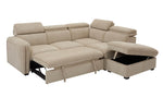 Roscoe Corner Sofa Bed RHF Oatmeal picture of the opened storage space