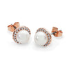 Rose Gold Circle Earrings with Pearl