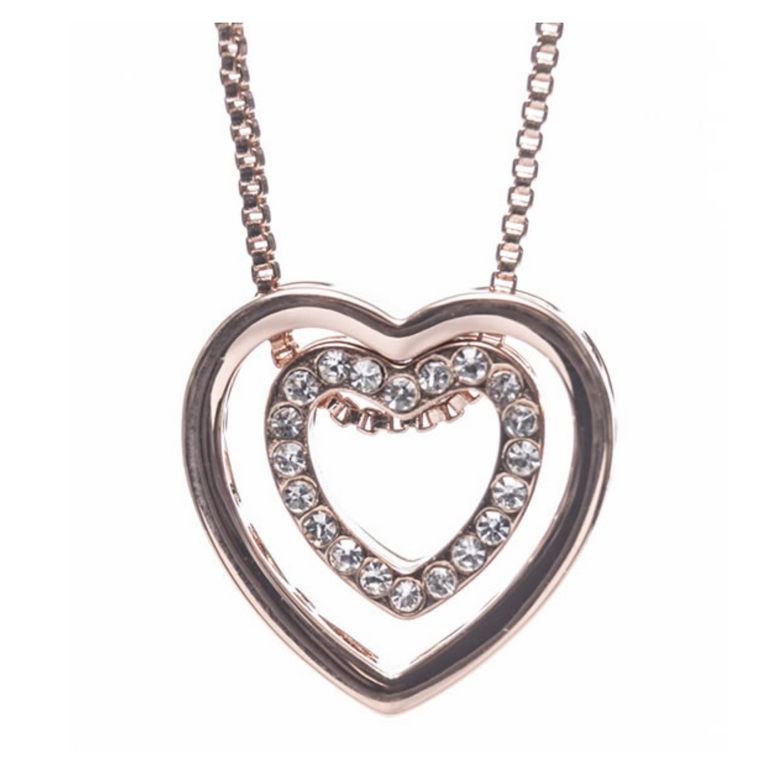 Rose Gold Heart Intertwined Pendant Necklace