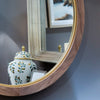 Round Mirror Wood and Gold 100 cm close view picture