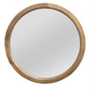 Round Mirror Wood and Gold 100 cm picture on the white background