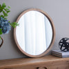Round Mirror Wood and Gold 100 cm life style picture om the console table