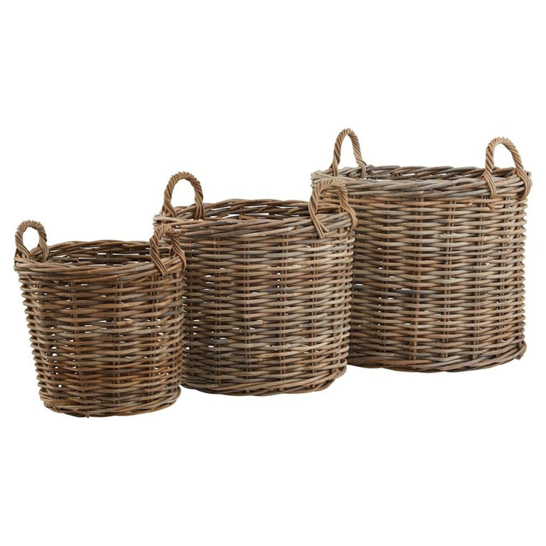 Round Woven Basket with Handles