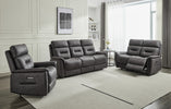 Rowan 3 Seater Sofa Recliner Grey life style photo with armchair and 2 seater sofa