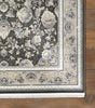 Concept Looms Royalty Rug ROY105 Dark Grey with a borderd design and fringed ends