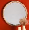 Wooden bobbin framed round mirror for elegant home decor - Ruan Round Mirror Cream