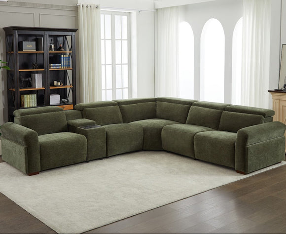 Rush Sectional Electric Recliner Corner Sofa Olive life style picture
