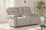 Russo 2 Seater Sofa Electric Recliner With Console Stone life style picture