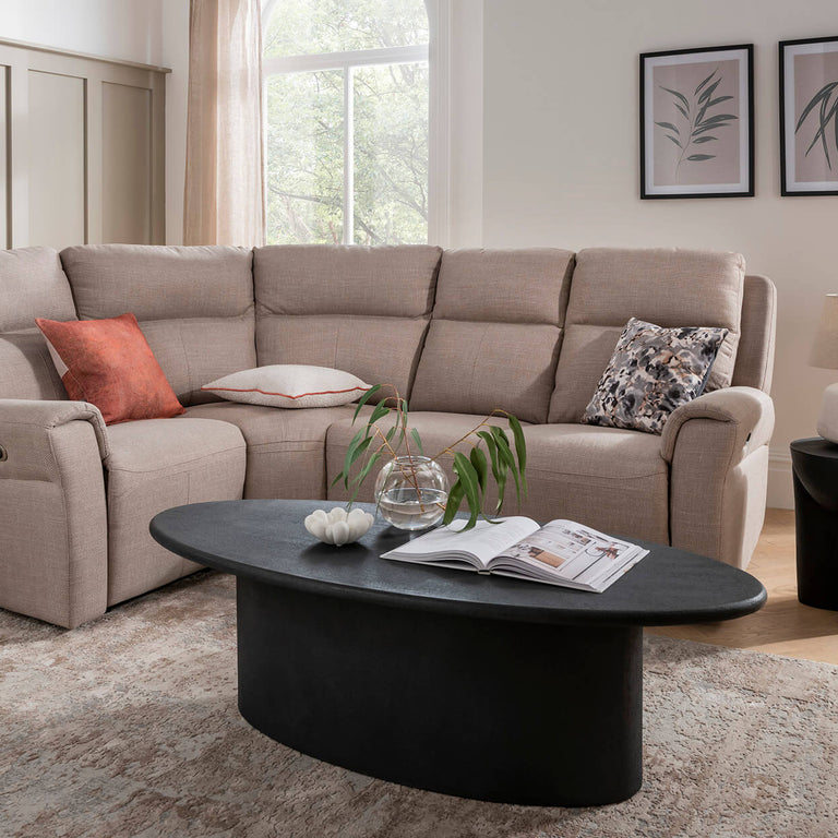 Russo Corner Sofa Electric Recliner Mushroom