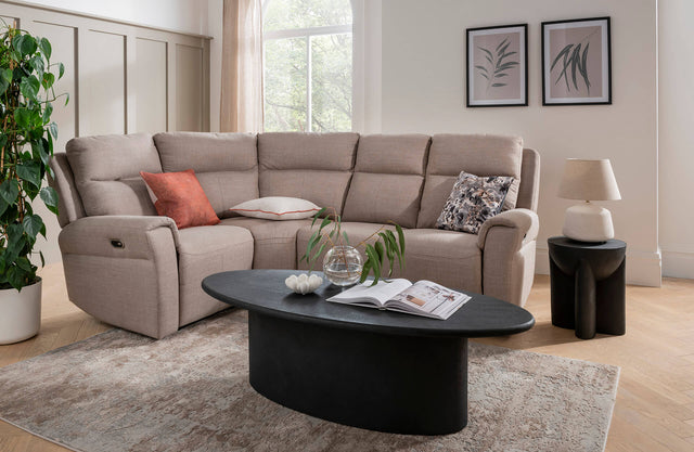 Russo Corner Sofa Electric Recliner Mushroom