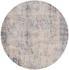 Nourison Rustic Textures Rug RUS01 Grey Beige Round picture of the rug distressed design