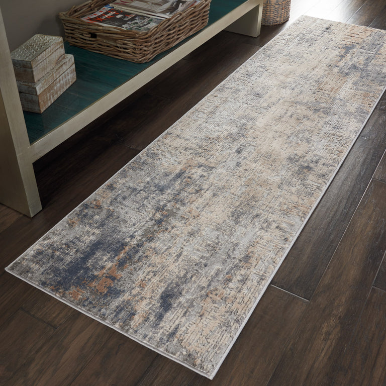 Nourison Rustic Textures Rug RUS01 Grey Beige Runner