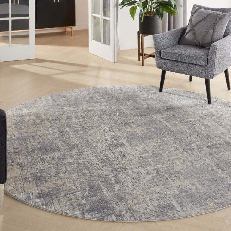 Nourison Rustic Textures Rug RUS01 Ivory Silver Round