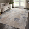 Nourison Rustic Texture Rug RUS02 Beige Grey lifestyle picture in the living room