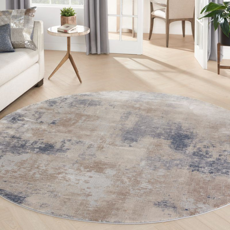 Nourison Rustic Textures Rug RUS02 Beige Grey Round