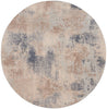 Nourison Rustic Textures Rug RUS02 Beige Grey Round picture of the rug distressed design