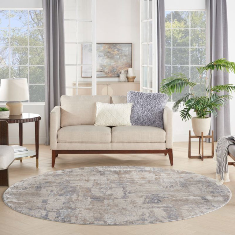 Nourison Rustic Textures Rug RUS06 Beige Grey Round