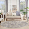 Nourison Rustic Textures Rug RUS06 Beige Grey Round lifestyle picture in the living room
