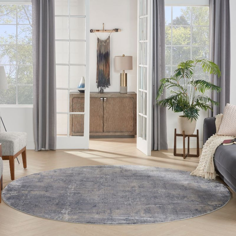Nourison Rustic Textures Rug RUS06 Grey Beige Round