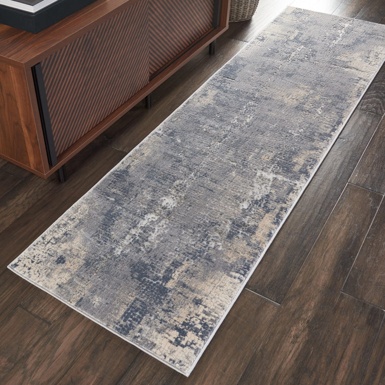 Nourison Rustic Textures Rug RUS06 Grey Beige Runner