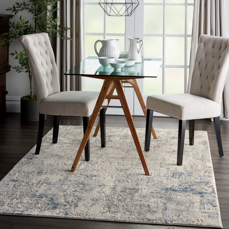 Nourison Rustic Textures Rug RUS07 Ivory Grey Blue