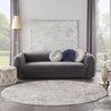 Nourison Rustic Textures Rug RUS07 Ivory Grey Blue Round lifestyle picture in the living room