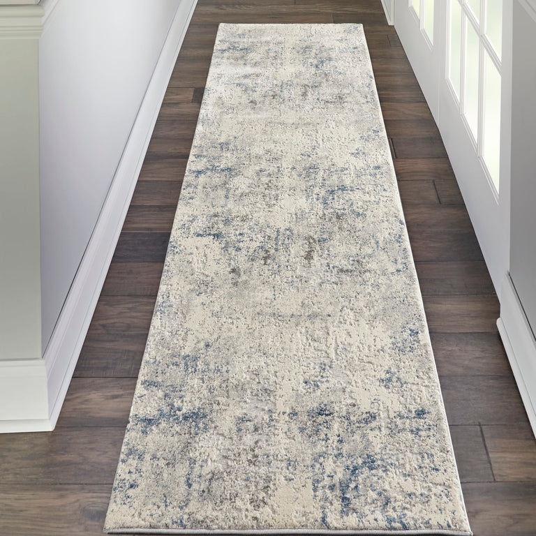 Nourison Rustic Textures Rug RUS07 Ivory Grey Blue Runner